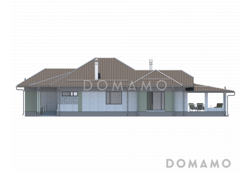 Проект большого одноэтажного дома с крытой террасой / Фасад 4