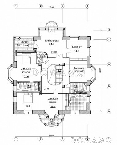 Проект изящного и просторного коттеджа / План 2 этажа