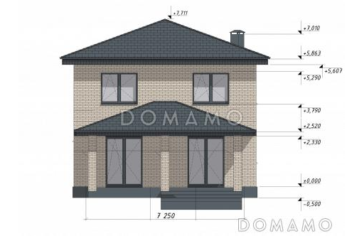 Проект строгого классического двухэтажного дома S-113 / Фасад 2