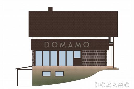 Проект дома из кирпича с цокольным этажом и небольшим бассейном / Фасад 2