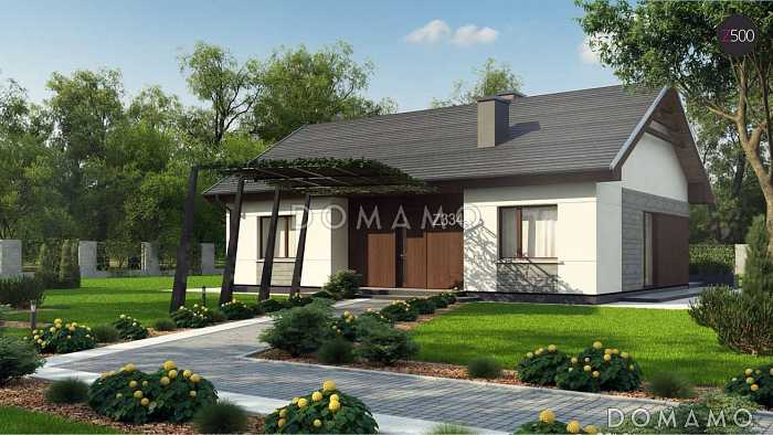 Проект небольшого уютного одноэтажного дома из кирпича с тремя спальнями