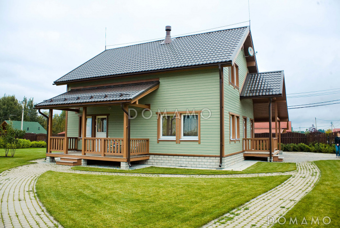 Проект каркасного дома с небольшой спальней на первом этаже