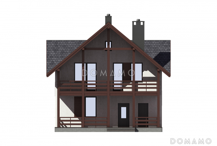 Проект двухэтажного газобетонного дома с большой террасой на втором этаже