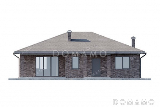 Проект компактного одноэтажного дома с террасой / Фасад 1