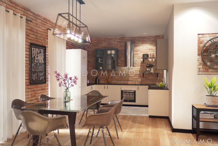 Проект загородного дома с четырьмя спальными комнатами и гаражом для одного автомобиля