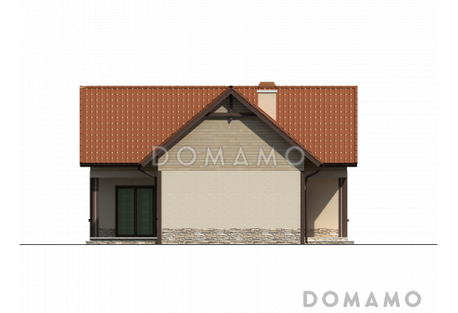 Проект одноэтажного мансардного дома из кирпича с дополнительной спальней на первом этаже / Фасад 3