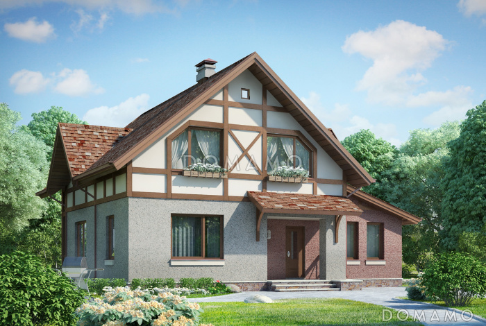 Проект небольшого дома с пятью жилыми комнатами и балконом из СИП панелей