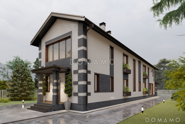 Проект двухэтажного дома из керамоблоков для узкого участка