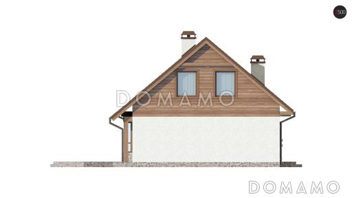 Проект одноэтажного мансардного дома из кирпича с тремя спальнями, кабинетом и эркером в гостиной / Фасад 4