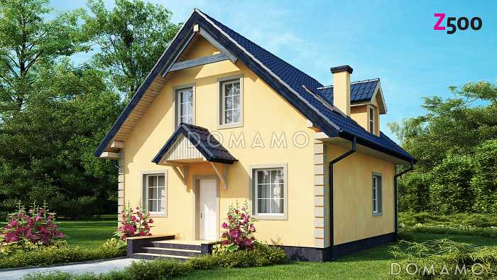 Проект одноэтажного дома из кирпича с мансардой и просторной гостиной