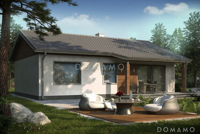 Проект одноэтажного кирпичного дома с просторной гостиной и 3 спальнями