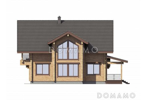 Проект деревянного мансардного дома с гаражом на 2 автомобиля / Фасад 2
