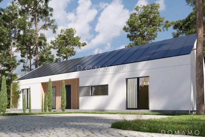 Проект дома в стиле барнхаус с террасой и панорамными окнами