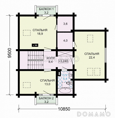 Проект великолепного загородного дома с чудесной верандой и открытой террасой / План 2 этажа