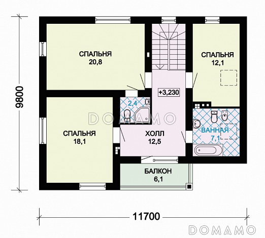 Проект комфортабельного дома из пеноблоков / План мансардного этажа