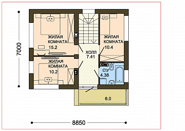 Проект небольшого двухэтажного коттеджа в польском стиле / План 2 этажа