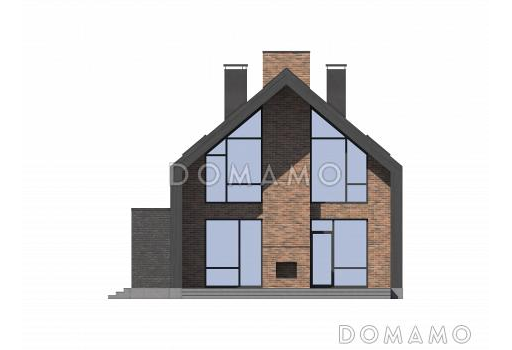 Проект дома барнхаус из керамоблока со вторым светом, библиотекой и лаунж-зоной / Фасад 1