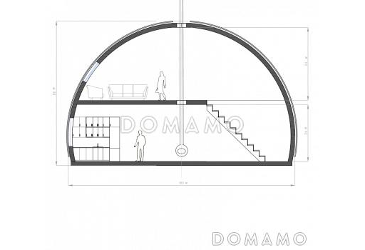 Проект сферического дома с большой гостиной с панорамным остеклением / Фасад 1