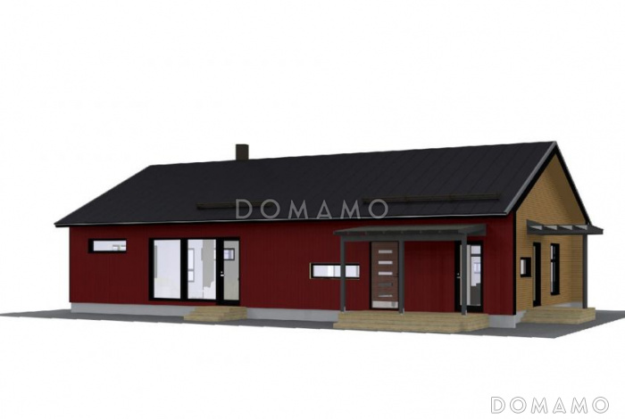 Проект одноэтажного каркасного дома с отдельным входом в небольшую сауну