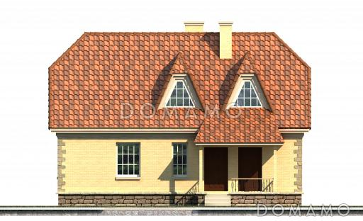Проект газобетонного дома с мансардой в европейском стиле / Фасад 1