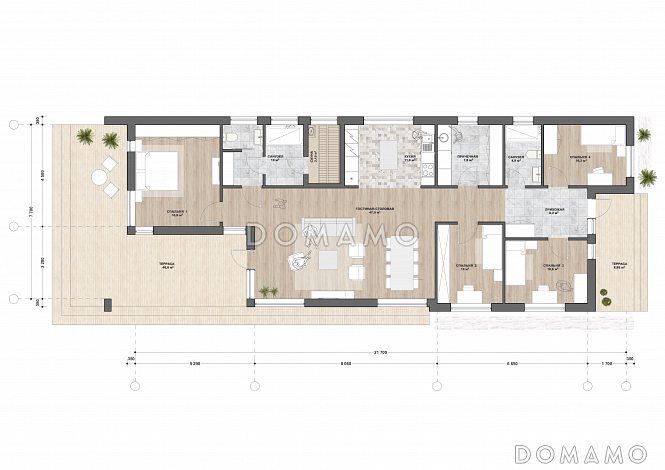 С-197 одноэтажный дом  / План 1 этажа