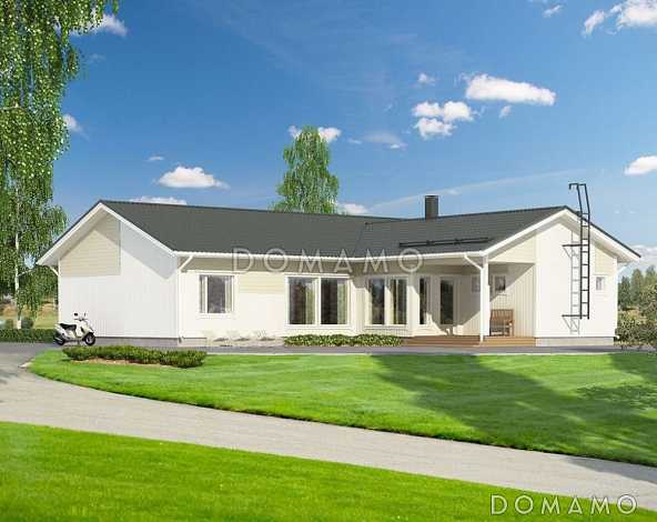 Проект каркасного дома г-образной формы в плане