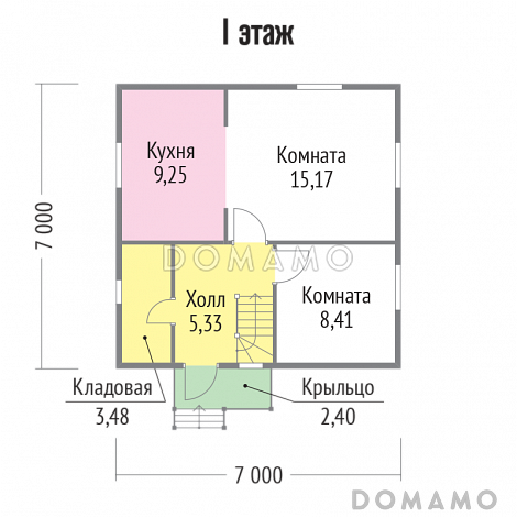 Проект дома из бруса с обшивкой вагонкой / План 1 этажа