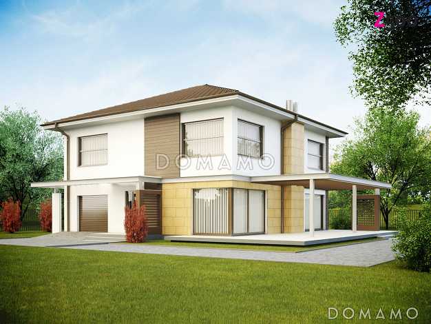 Проект простого комфортного двухэтажного дома из газобетона с тремя спальнями, вторым светом и гаражом