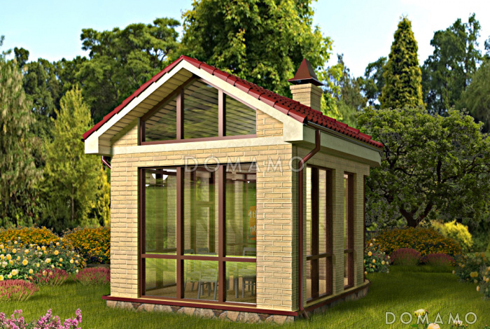 Проект остекленной беседки с барбекю внутри