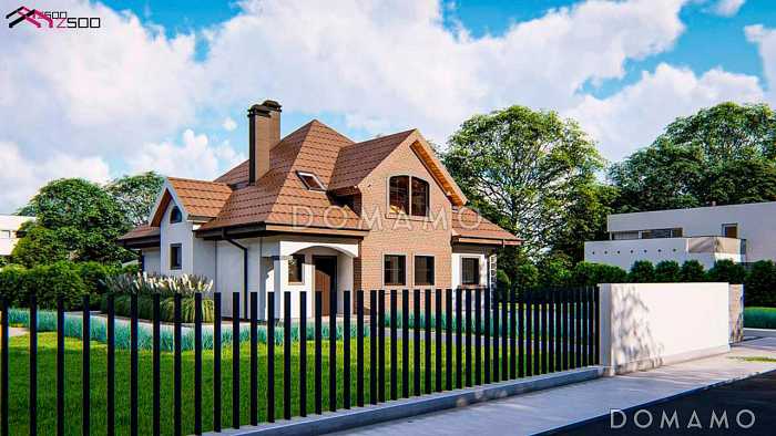 Проект загородного дома с подвалом, просторной гостиной и кухней, балконами, кабинетом