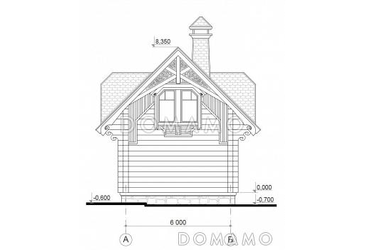 Проект бани со свайным фундаментом / Фасад 2