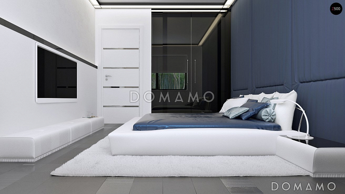 Проект одноэтажного дома из газобетона с тремя спальнями и небольшой крытой угловой террасой, увеличенная версия 273