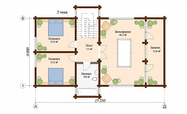 Проект современного дома из клееного бруса с односкатной крышей / План 2 этажа