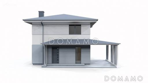 Проект двухэтажного загородного дома для семьи с детьми, просторной ванной, террасой / Фасад 3