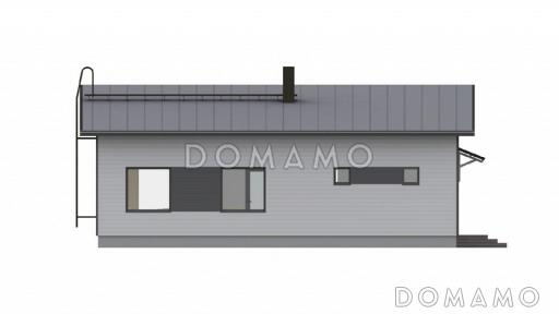 Проект компактного одноэтажного каркасного дома с двумя спальнями / Фасад 3