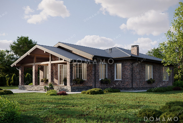 Проект дома с 4 спальнями и дневной зоной со вторым светом