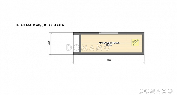 Проект беседки из газобетона с террасой барбекю, бильярдной, кухней и подвалом / План мансардного этажа