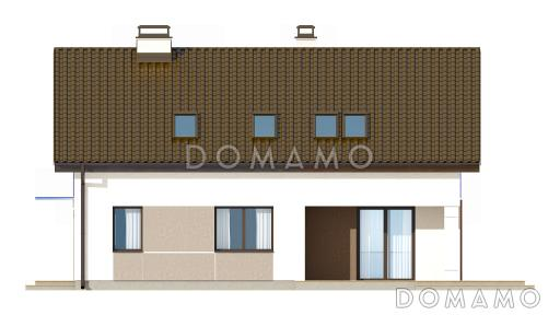 Проект одноэтажного мансардного дома из газобетона с просторной светлой гостиной / Фасад 2