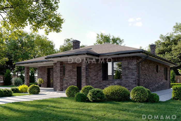 Проект компактного одноэтажного дома с террасой