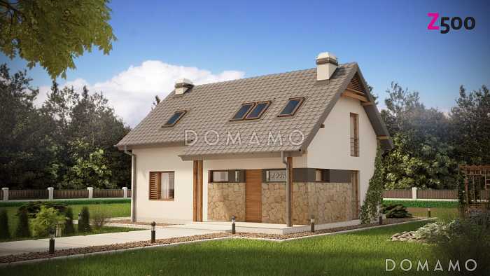 Проект одноэтажного мансардного дома из газобетона с кабинетом, тремя спальнями и хозяйской гардеробной