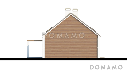Проект одноэтажного мансардного дома из кирпича со стеклянным эркером в кухонной зоне, балконом над ним и гаражом / Фасад 2