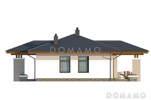 Проект одноэтажного дома из SIP панелей с панорамным окном на крытую террасу / Фасад 1