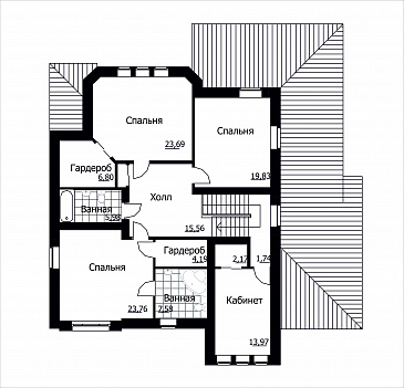 Проект коттеджа с встроенным гаражом / План мансардного этажа