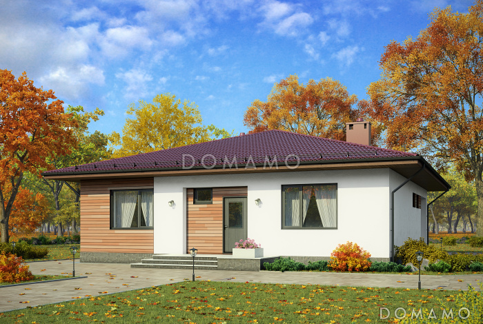 Проект одноэтажного дома в современном стиле из СИП панелей с двумя спальнями