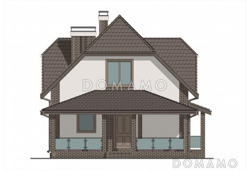 Проект мансардного дома с встроенной сауной, крытой террасой и кабинетом / Фасад 1