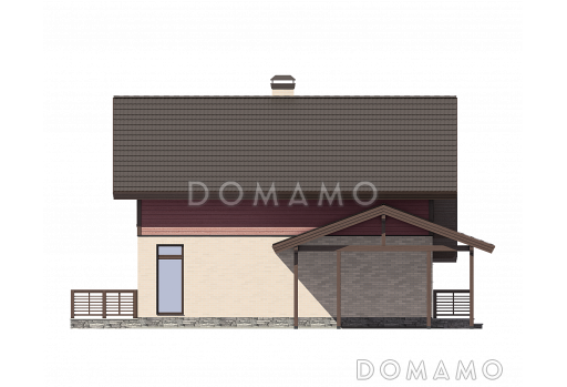 Двухэтажный дом из кирпича в европейском стиле шале / Фасад слева