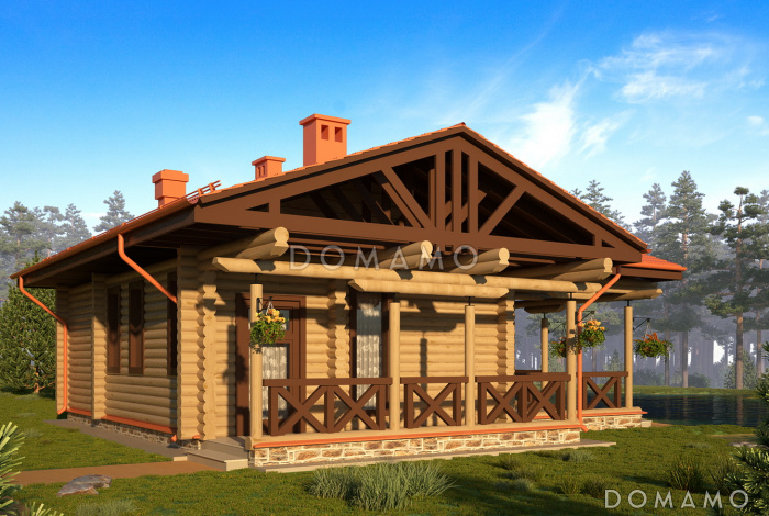 Проект бани c с террасой