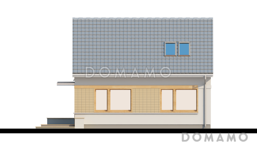 Проект компактного одноэтажного мансардного дома из газобетона с дополнительной спальней на первом этаже и тремя спальнями на мансарде / Фасад 4