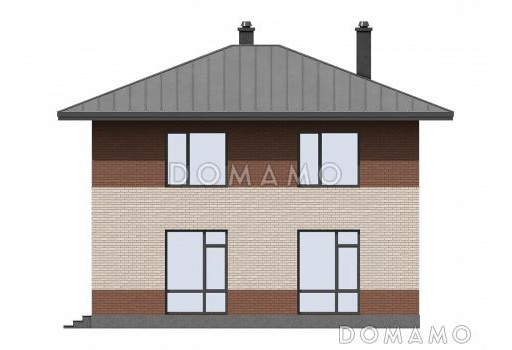 Проект двухэтажного дома с кладовой, кухней-столовой, лоджией / Фасад 4