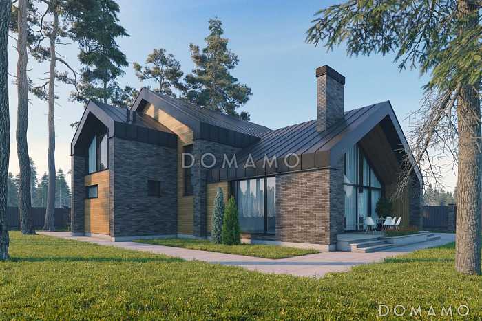 Проект дома из газобетона с мастер-спальней, СПА зоной, крытой террасой и автонавесом